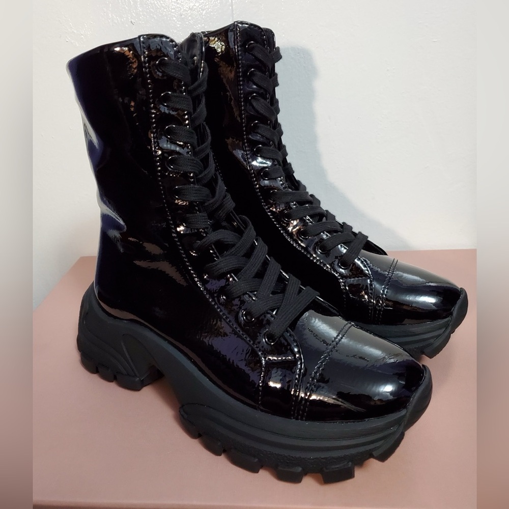 Miu Miu Naplak Tech Patent Combat Boots